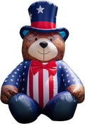 GOODENY USA 250th Anniversary Patriotic Inflatable 5.6FT Bear with Bow for 4th of July, LED Blow Up Yard De