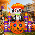6 FT Halloween Decorations Outdoor Inflatable Dog with Pumpkin and Candles, Dia de Los Muertos Decoration,