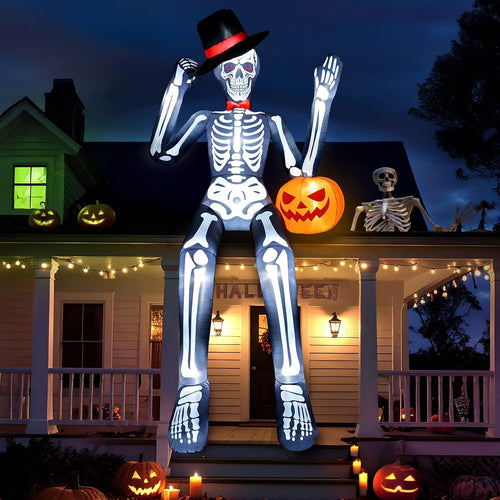 12FT Halloween Inflatables Outdoor Decorations Inflatable Giant Skeleton / 12 Foot Light Up Skeleton, Scary