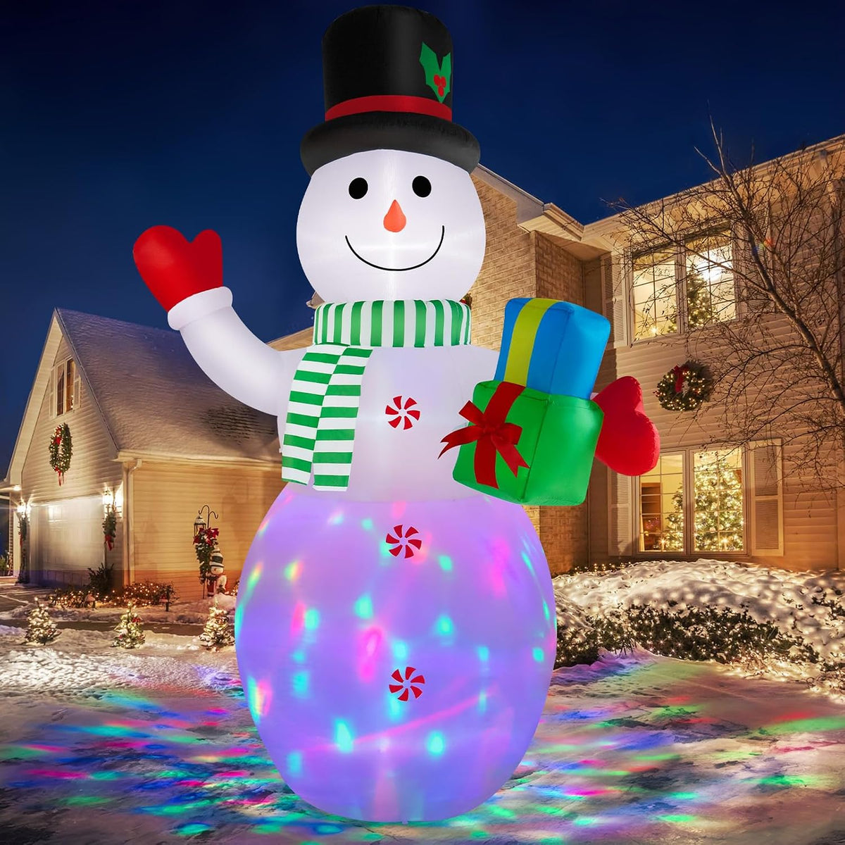 BRDJade 12FT Christmas Inflatables Snowman Outdoor Decorations, Giant Christmas Blow Up Snowman Inflatable