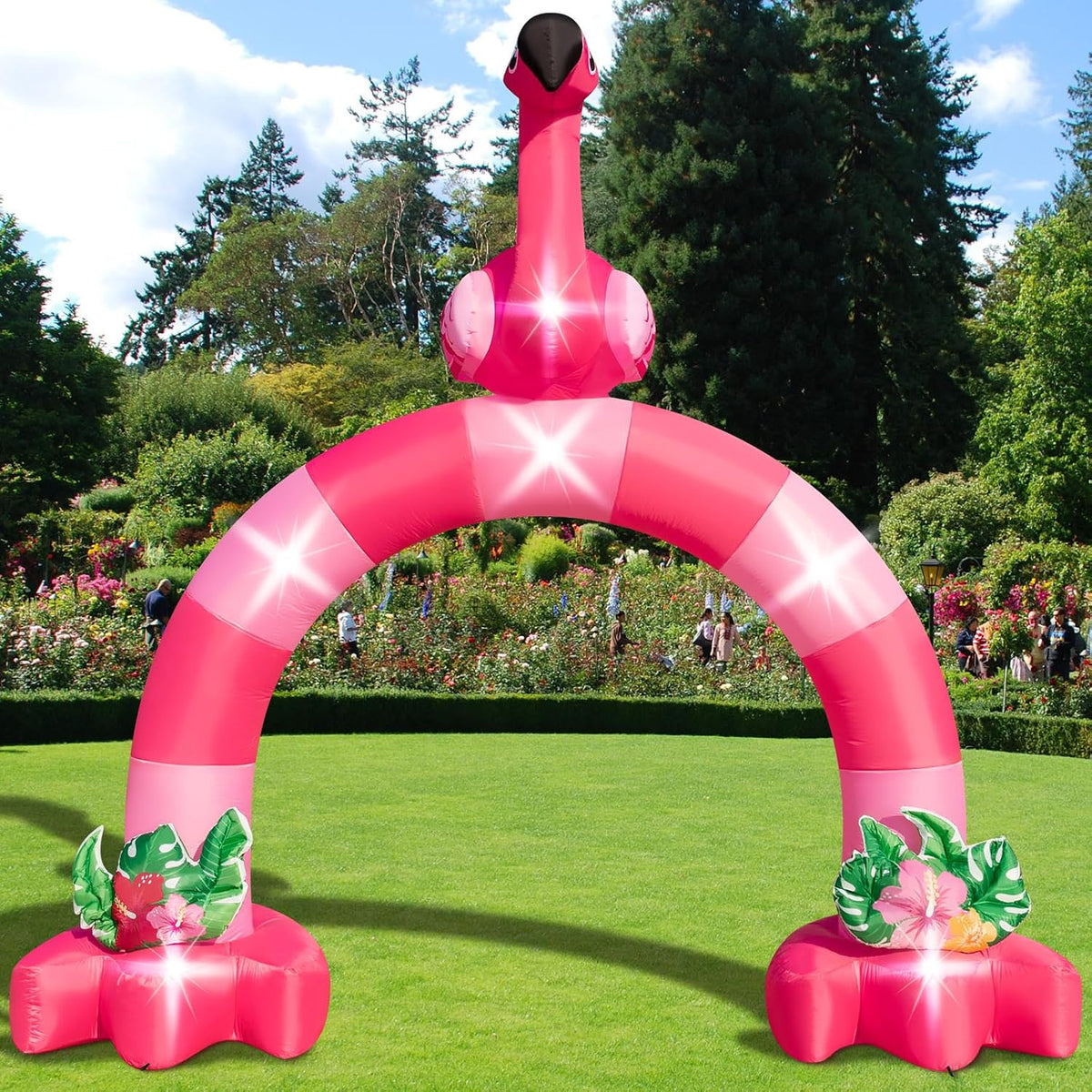Eyourlife 12FT Giant Summer Flamingo Inflatable Arch Outdoor Decorations / Pink Blow Up Decor with Built-in