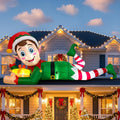 AerWo 10FT Christmas Inflatable Outdoor Decoration, Giant Lying Elf Inflatable Outdoor Built-in LED Lights,