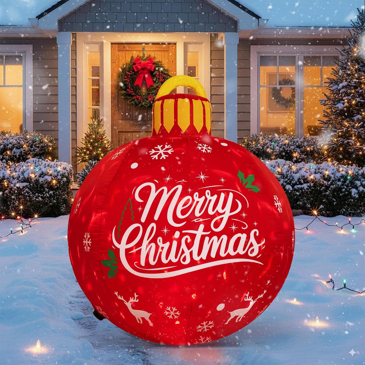 4ft Christmas Inflatables Outdoor Decorations, Cute Blow up Ornament Balls Large Inflatable Christmas Balls
