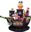 BZB Goods 7 FT Halloween Inflatable Skeletons Ghosts on Pirate Ship / Lights Decor, Outdoor Indoor Holiday