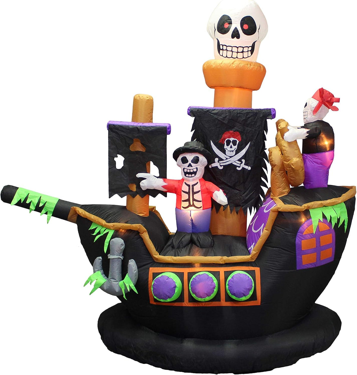 BZB Goods 7 FT Halloween Inflatable Skeletons Ghosts on Pirate Ship / Lights Decor, Outdoor Indoor Holiday