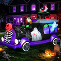 7.9FT Halloween Inflatables Witch Hearse with Ghost Skeletons Outdoor Decor / Halloween Blow Up Decorations
