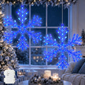Macarrie 2 Pcs 22" LED Snowflake Lights Christmas Window Decor, Blue / Large LED Snowflake Outdoor Hanging