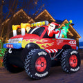 8 FT Long Santa in Monster Truck Christmas Inflatables Outdoor Decorations, Christmas Blow Up Santa Claus