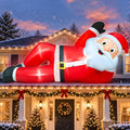 14 Ft Long Christmas Inflatables Decorations Outdoor Lounging Santa, Lighted Blow Up Christmas Giant Lying