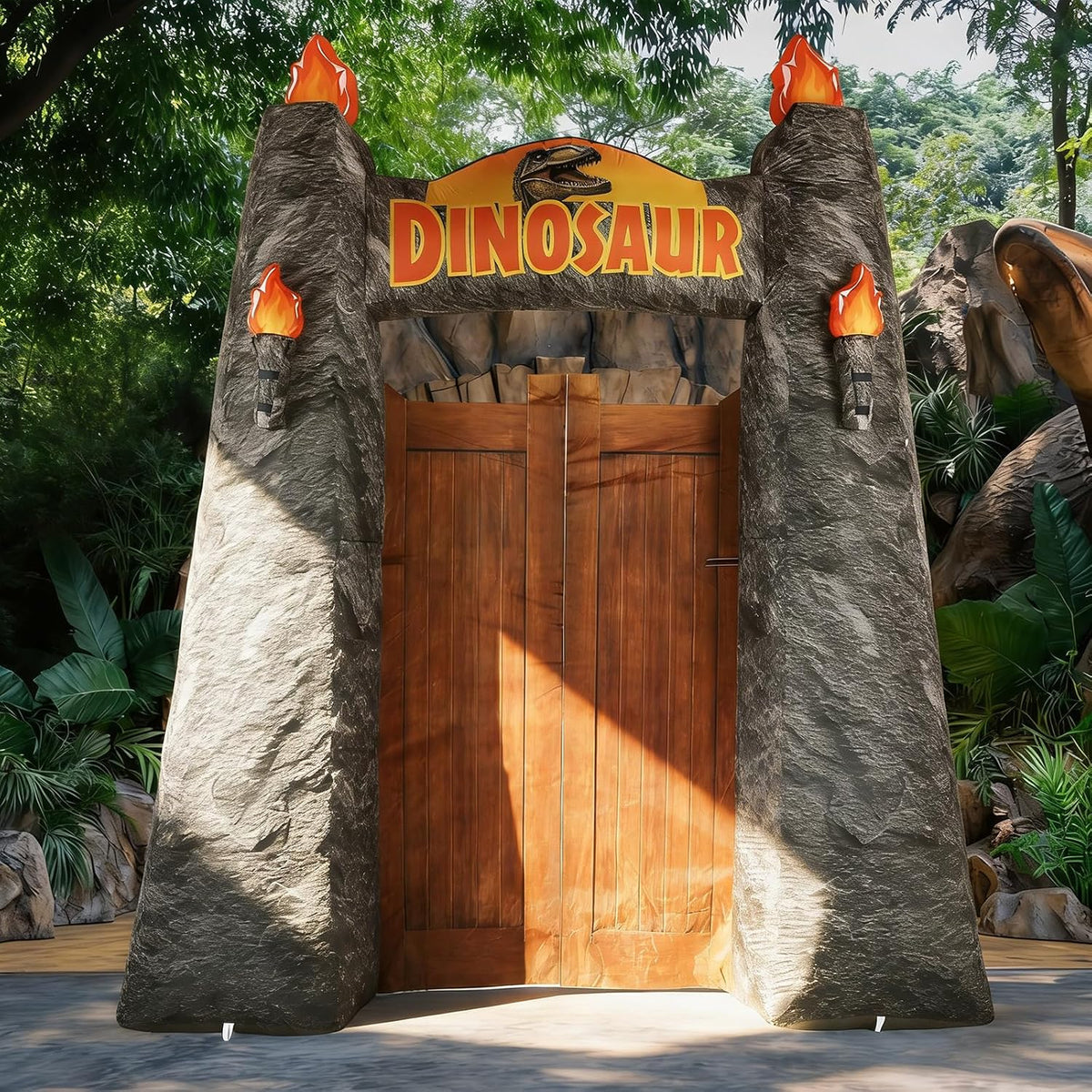10 Ft Dinosaur Inflatable Arch Dino Inflation Arch with LED Light Dinosaur Theme Party Park Blow Up Archway