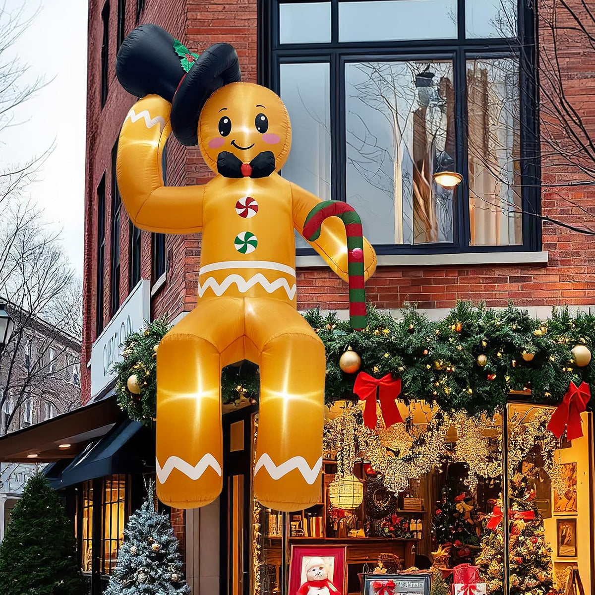 AerWo 10FT Christmas Inflatables, Sitting Gingerbread Christmas Decorations / Giant Christmas Blow Up Yard